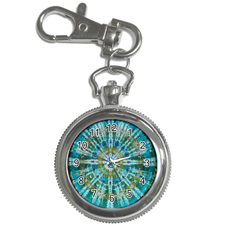 Green Flower Tie Dye Kaleidoscope Opaque Color Key Chain Watches