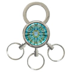 Green Flower Tie Dye Kaleidoscope Opaque Color 3-ring Key Chains