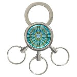 Green Flower Tie Dye Kaleidoscope Opaque Color 3-Ring Key Chains Front