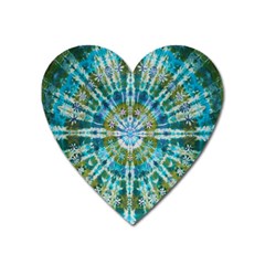 Green Flower Tie Dye Kaleidoscope Opaque Color Heart Magnet