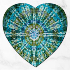 Green Flower Tie Dye Kaleidoscope Opaque Color Jigsaw Puzzle (heart) by Mariart