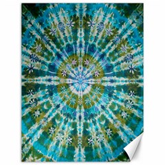 Green Flower Tie Dye Kaleidoscope Opaque Color Canvas 12  X 16  