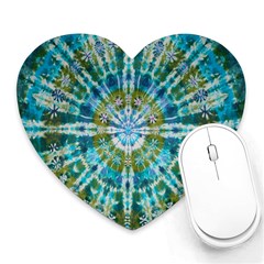 Green Flower Tie Dye Kaleidoscope Opaque Color Heart Mousepads by Mariart