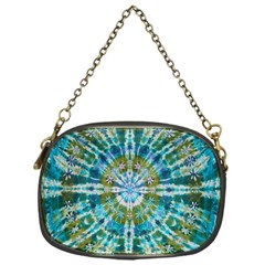 Green Flower Tie Dye Kaleidoscope Opaque Color Chain Purses (one Side) 