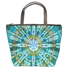 Green Flower Tie Dye Kaleidoscope Opaque Color Bucket Bags by Mariart