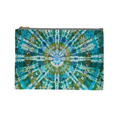 Green Flower Tie Dye Kaleidoscope Opaque Color Cosmetic Bag (large)  by Mariart