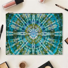 Green Flower Tie Dye Kaleidoscope Opaque Color Cosmetic Bag (xl)