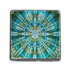 Green Flower Tie Dye Kaleidoscope Opaque Color Memory Card Reader (square) by Mariart