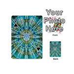 Green Flower Tie Dye Kaleidoscope Opaque Color Playing Cards 54 (Mini)  Front - Spade2