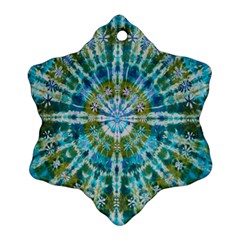 Green Flower Tie Dye Kaleidoscope Opaque Color Snowflake Ornament (two Sides)