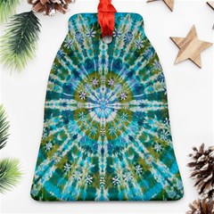 Green Flower Tie Dye Kaleidoscope Opaque Color Bell Ornament (two Sides)