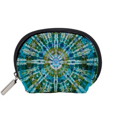 Green Flower Tie Dye Kaleidoscope Opaque Color Accessory Pouches (small) 