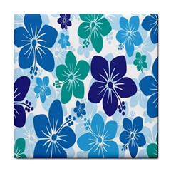 Hibiscus Flowers Green Blue White Hawaiian Tile Coasters by Mariart