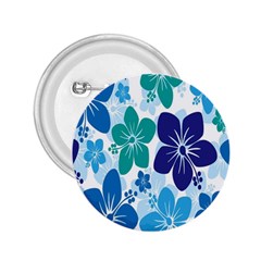 Hibiscus Flowers Green Blue White Hawaiian 2 25  Buttons