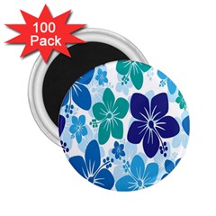 Hibiscus Flowers Green Blue White Hawaiian 2 25  Magnets (100 Pack)  by Mariart