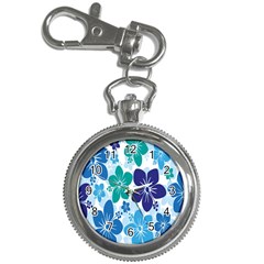 Hibiscus Flowers Green Blue White Hawaiian Key Chain Watches by Mariart