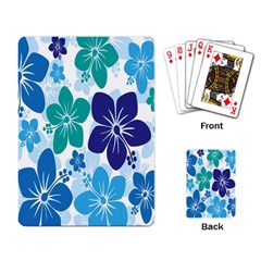 Hibiscus Flowers Green Blue White Hawaiian Playing Card by Mariart