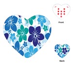 Hibiscus Flowers Green Blue White Hawaiian Playing Cards (Heart)  Front