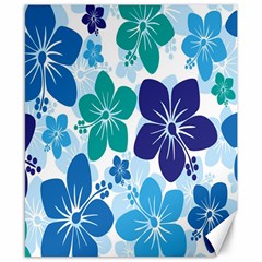 Hibiscus Flowers Green Blue White Hawaiian Canvas 8  X 10  by Mariart