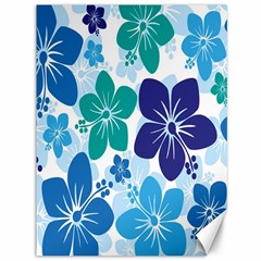 Hibiscus Flowers Green Blue White Hawaiian Canvas 36  X 48   by Mariart