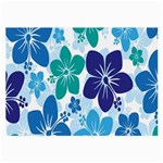 Hibiscus Flowers Green Blue White Hawaiian Large Glasses Cloth (2-Side) Front