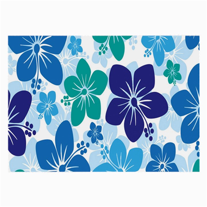 Hibiscus Flowers Green Blue White Hawaiian Large Glasses Cloth (2-Side)