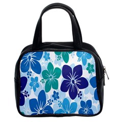 Hibiscus Flowers Green Blue White Hawaiian Classic Handbags (2 Sides) by Mariart