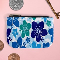 Hibiscus Flowers Green Blue White Hawaiian Mini Coin Purses