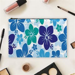 Hibiscus Flowers Green Blue White Hawaiian Cosmetic Bag (large)  by Mariart