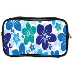 Hibiscus Flowers Green Blue White Hawaiian Toiletries Bags