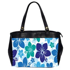 Hibiscus Flowers Green Blue White Hawaiian Office Handbags (2 Sides) 