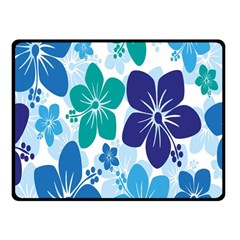 Hibiscus Flowers Green Blue White Hawaiian Fleece Blanket (small) by Mariart