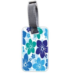 Hibiscus Flowers Green Blue White Hawaiian Luggage Tags (two Sides)