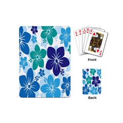 Hibiscus Flowers Green Blue White Hawaiian Playing Cards (mini)  by Mariart