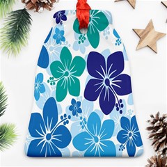 Hibiscus Flowers Green Blue White Hawaiian Ornament (bell)