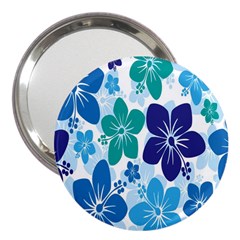 Hibiscus Flowers Green Blue White Hawaiian 3  Handbag Mirrors by Mariart