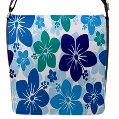 Hibiscus Flowers Green Blue White Hawaiian Flap Messenger Bag (s) by Mariart