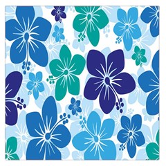 Hibiscus Flowers Green Blue White Hawaiian Large Satin Scarf (square) by Mariart