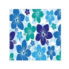 Hibiscus Flowers Green Blue White Hawaiian Small Satin Scarf (square) by Mariart