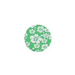 Hibiscus Flowers Green White Hawaiian 1  Mini Buttons by Mariart