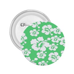 Hibiscus Flowers Green White Hawaiian 2 25  Buttons