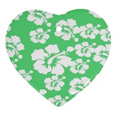 Hibiscus Flowers Green White Hawaiian Ornament (heart) by Mariart