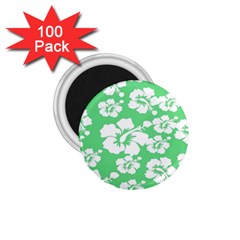 Hibiscus Flowers Green White Hawaiian 1 75  Magnets (100 Pack) 