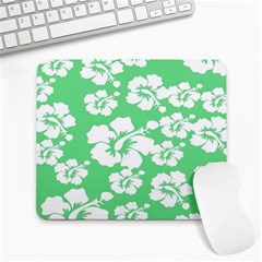 Hibiscus Flowers Green White Hawaiian Large Mousepads