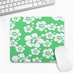 Hibiscus Flowers Green White Hawaiian Large Mousepads Front