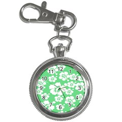 Hibiscus Flowers Green White Hawaiian Key Chain Watches by Mariart