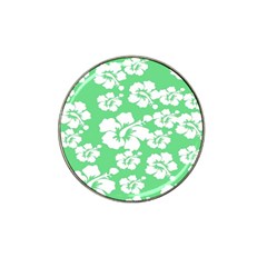 Hibiscus Flowers Green White Hawaiian Hat Clip Ball Marker