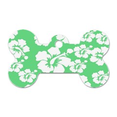 Hibiscus Flowers Green White Hawaiian Dog Tag Bone (two Sides) by Mariart