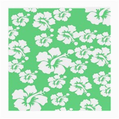 Hibiscus Flowers Green White Hawaiian Medium Glasses Cloth