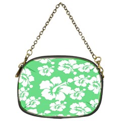 Hibiscus Flowers Green White Hawaiian Chain Purses (one Side)  by Mariart